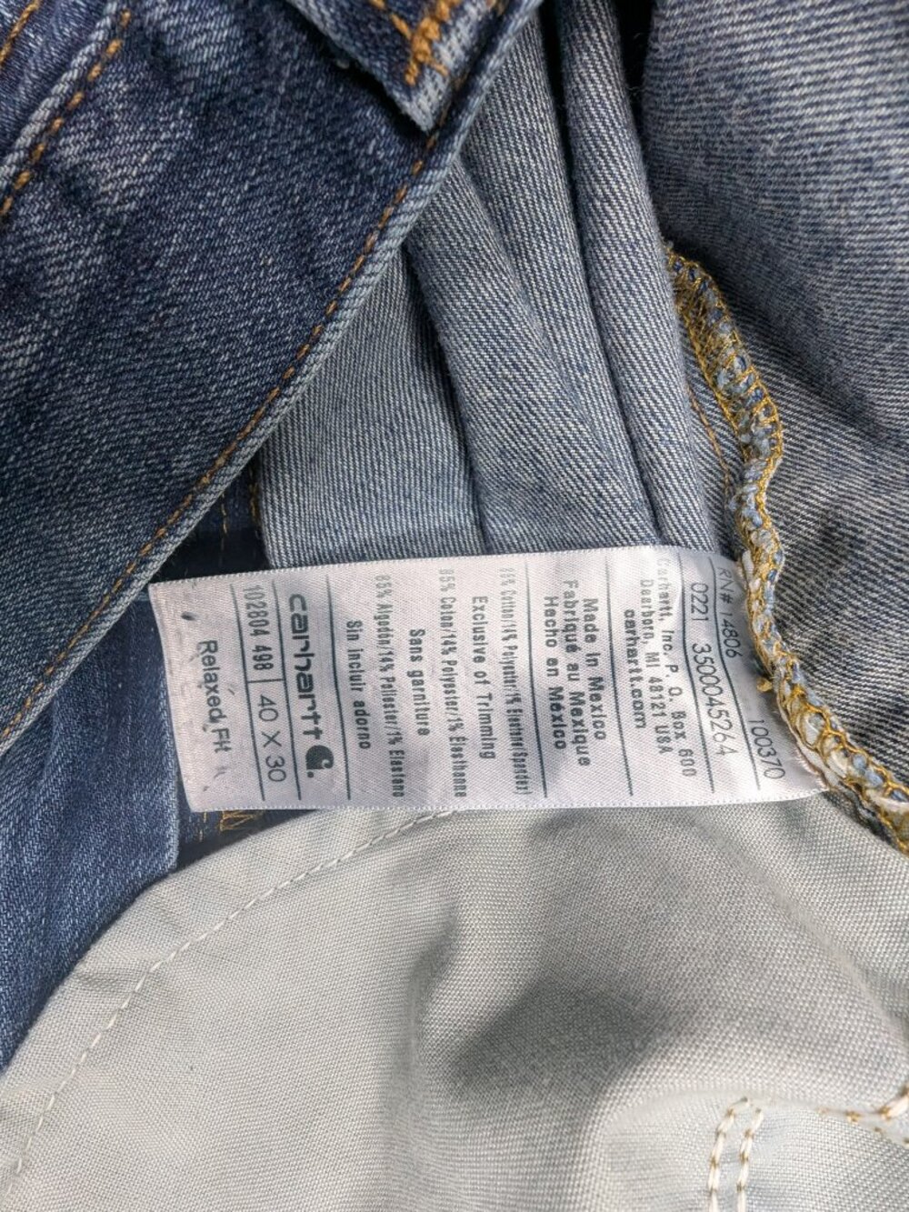 Carhartt Men's Relaxed Straight Rugged Flex Work Jeans 40x30 Blue - Picture 10 of 12